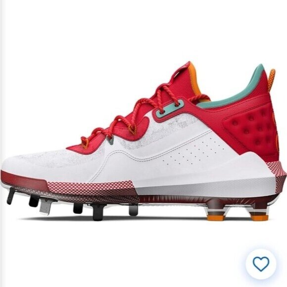 Under Armour Hovr UA Harper 8 Low Red & Silver Hybrid Metal Cleats Size 6.5 New main image 5
